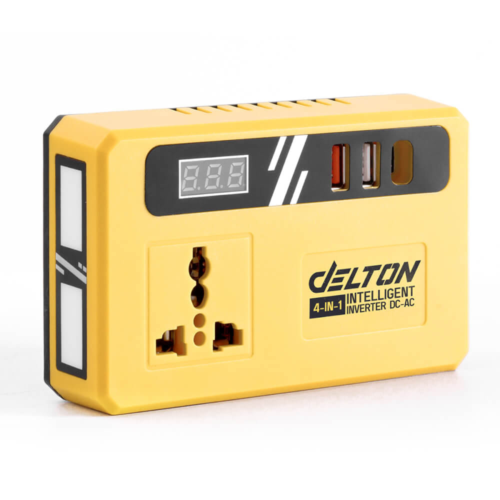 หัวแปลงปลั๊กไฟ (พร้อมแบตเตอรี่) DELTON รุ่น DC-AC150W TURBO FORCE 20V 12AH